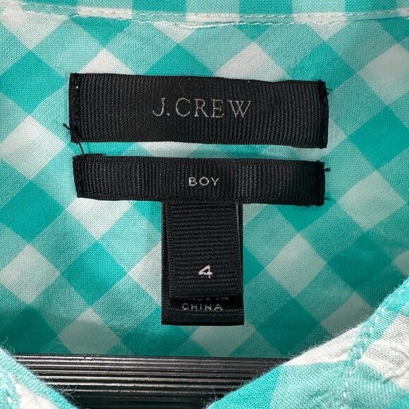 J Crew Boy Shirt Womens 4 Green Check Cotton Stretch Long Sleeve Button Up - Picture 4 of 8